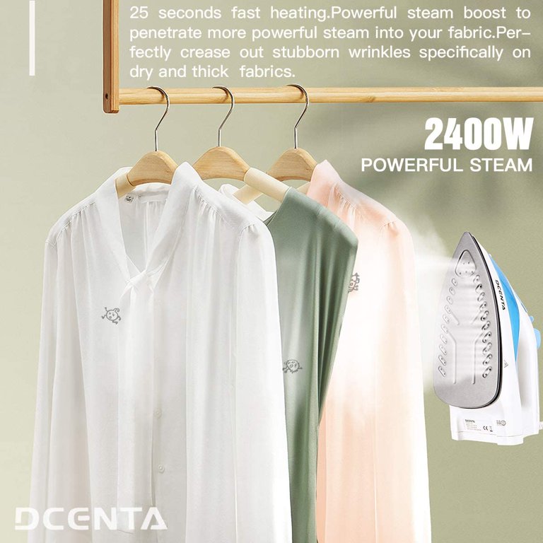 Steam Iron for Clothes, 2400W Powerful 25s Heat-up Portable