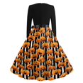thumbnail image 6 of Womens Halloween Hepburn Dresses Spider Webeb Bat Crew Neck Horror Hepburn Dresses Witch Hat Ghost Long Sleeve Spooky Hepburn Dress, S, 6 of 6