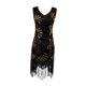 thumbnail image 2 of Vestido elegante de lentejuelas para mujer, brillante, con borlas, para actuaciones en el escenario de samba y club. Oro negro, 2 of 9