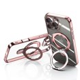 thumbnail image 2 of ELEHOLD Plating Magnetic Case for iPhone 16 Pro Case Transparent Clear Cover Kickstand Camera Lens Protection Compatible with Mag Safe Accessory Slim Shockproof Case for iPhone 16 Pro,Rosegold, 2 of 6