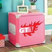 Furniture of America Feln Modern Pink Metal 2-Shelf Racing-inspired Decal Nightstand by