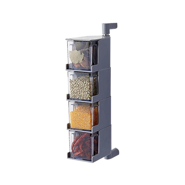 Caja de condimentos Caja de almacenamiento de condimentos montada en la pared Recipiente giratorio para tarros de especias de cocina, 4 capas, Gris Vogacara HA003754-08