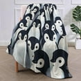 thumbnail image 2 of Penguin Party Fleece Blanket Gift - Adorable Gathering Design, Soft Throw 40x50 Inches, Fun Winter Decor - Blue and Black, 2 of 6