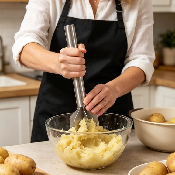 Clearance Under $9 Stainless Steel Meat Masher and Ground Beef Chopper, 6-Blade Multi-Tool for Potatoes and Purees