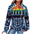 thumbnail image 5 of Ndbuld Women Jackets Long-Sleeve Hooded Drawstring Print Top With Large Check And Pockets,Blue,XL, 5 of 6