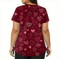 thumbnail image 5 of Valentine Scrub Top for Women Casual Short Sleeve Cute Valentine Love Printed Scrub Shirts Loose V Neck Scrubs Medical Nurse Uniform Nursing Workwear with Pockets Wine 2XL, 5 of 5