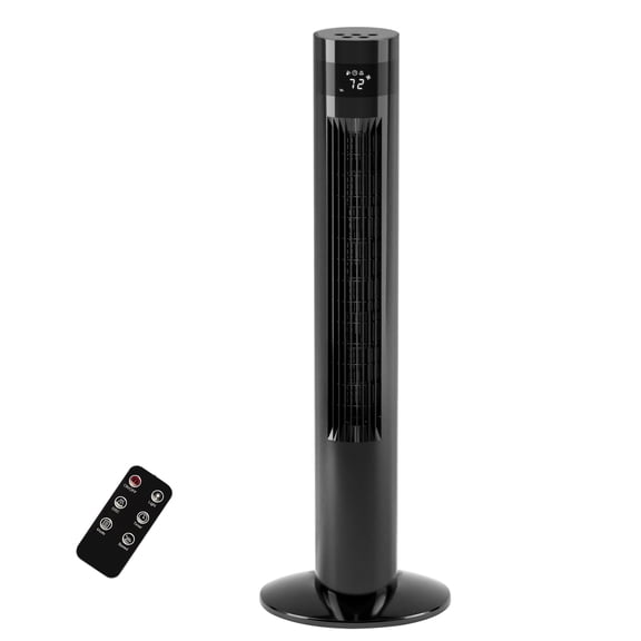 KNDKO 35.4 in Black Tower Fan with Remote, 85° Oscillation, 3 Speeds and 12-Hour Timer