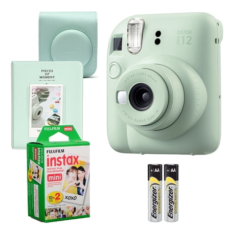 Fujifilm Instax Mini 12 Camera (Mint Green)   Case   Instax Mini Instant Film (20 Sheets)   Mini Photo Album