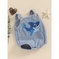 thumbnail image 3 of Argulvti Newborn Baby Girls Boys Summer Romper Cotton Sleeveless Dinosaur/Shark Embroidery Button Casual Jumpsuit, 3 of 7