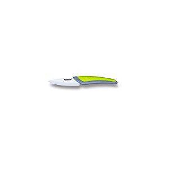 Couteau en Céramique : Manche Doux Vert+gris; Lame en Céramique Blanche... Lame de 3 Pouces