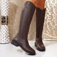 thumbnail image 2 of SAWOBUUN Womens Wide Calf Knee High Boots Pointed Toe Back Zipper Low Block Heel Faux Leather Comfortable Pull On Winter Boots, 2 of 8