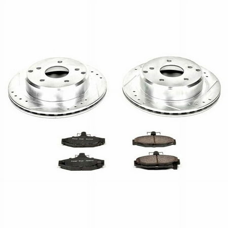 Power Stop Rear Brake Kit with Drilled & Slotted Rotors and Ceramic Brake Pads K2600