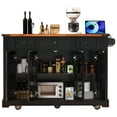 thumbnail image 7 of 53'' Farmhouse Kitchen Island with Two Tempered Glass Cabinet Doors, Kitchen Rolling Island with Power Outlet 5 Open Side Racks and 3 Drawers,Mobile Island Table for Kitchen, Dining Room,Black, 7 of 7