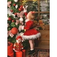 thumbnail image 4 of Toddler Baby Girl Christmas Dress Santa Claus Dress Red Velvet Long Sleeve Tulle Princess Dress with Headband Outfit, 4 of 9