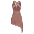 thumbnail image 4 of Alvivi Women Halter Neck Lyrical Ballet Dance Dress Modern Contemporary Figure Skating Costume Dusty Pink S, 4 of 7