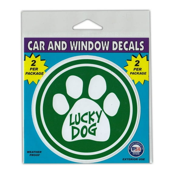 Window Decals, 2-Pack, Lucky Dog Paw, 4" Diameter Vinyl Stickers
