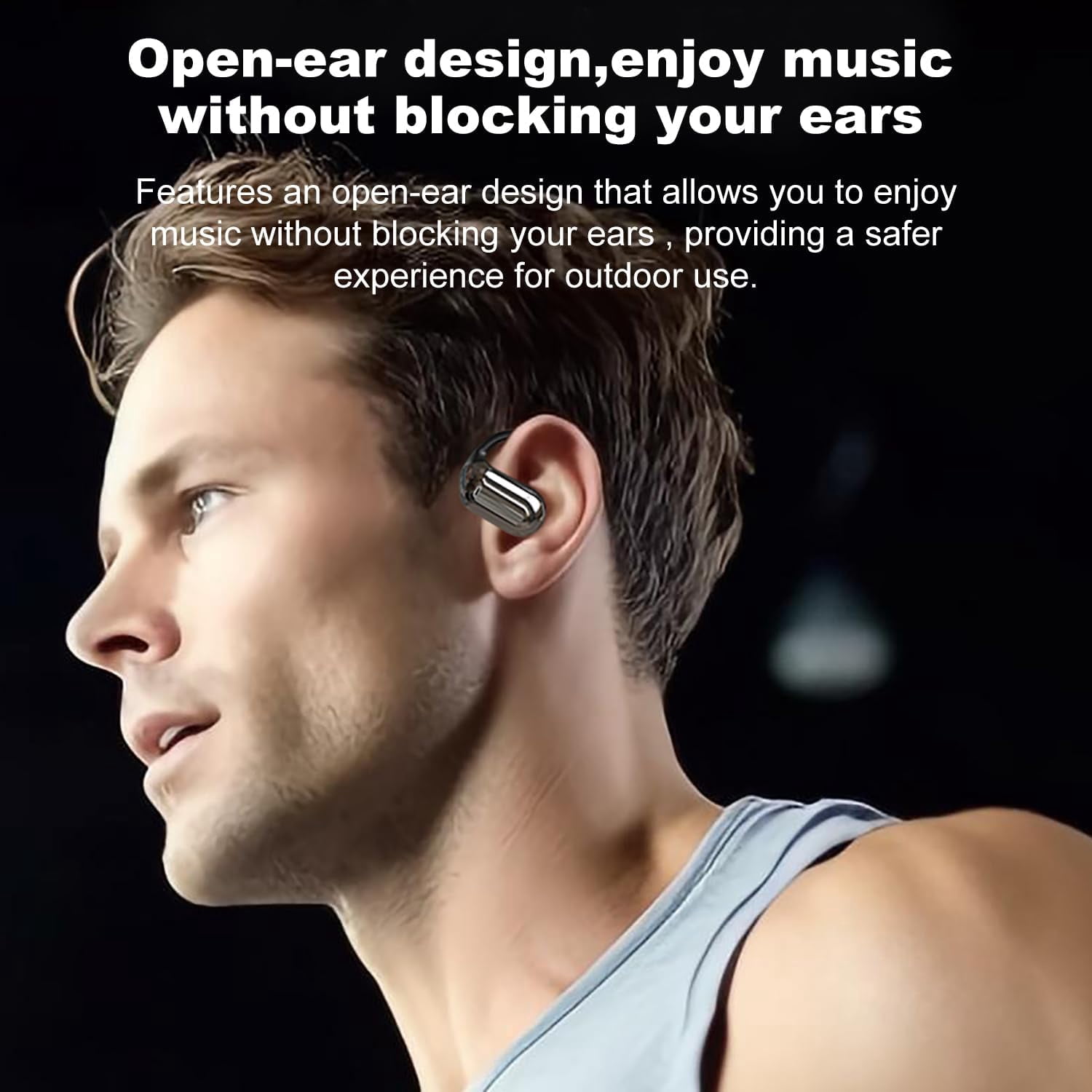 Open Ear Bluetooth 5.4 Headphones,Wireless Bone Conduction Earbuds Built-in Mic Sport Over Earphones with Comfort Ear Hooks LED Display Charging Case,Waterproof IPX7 Design for Running Fitness,Black