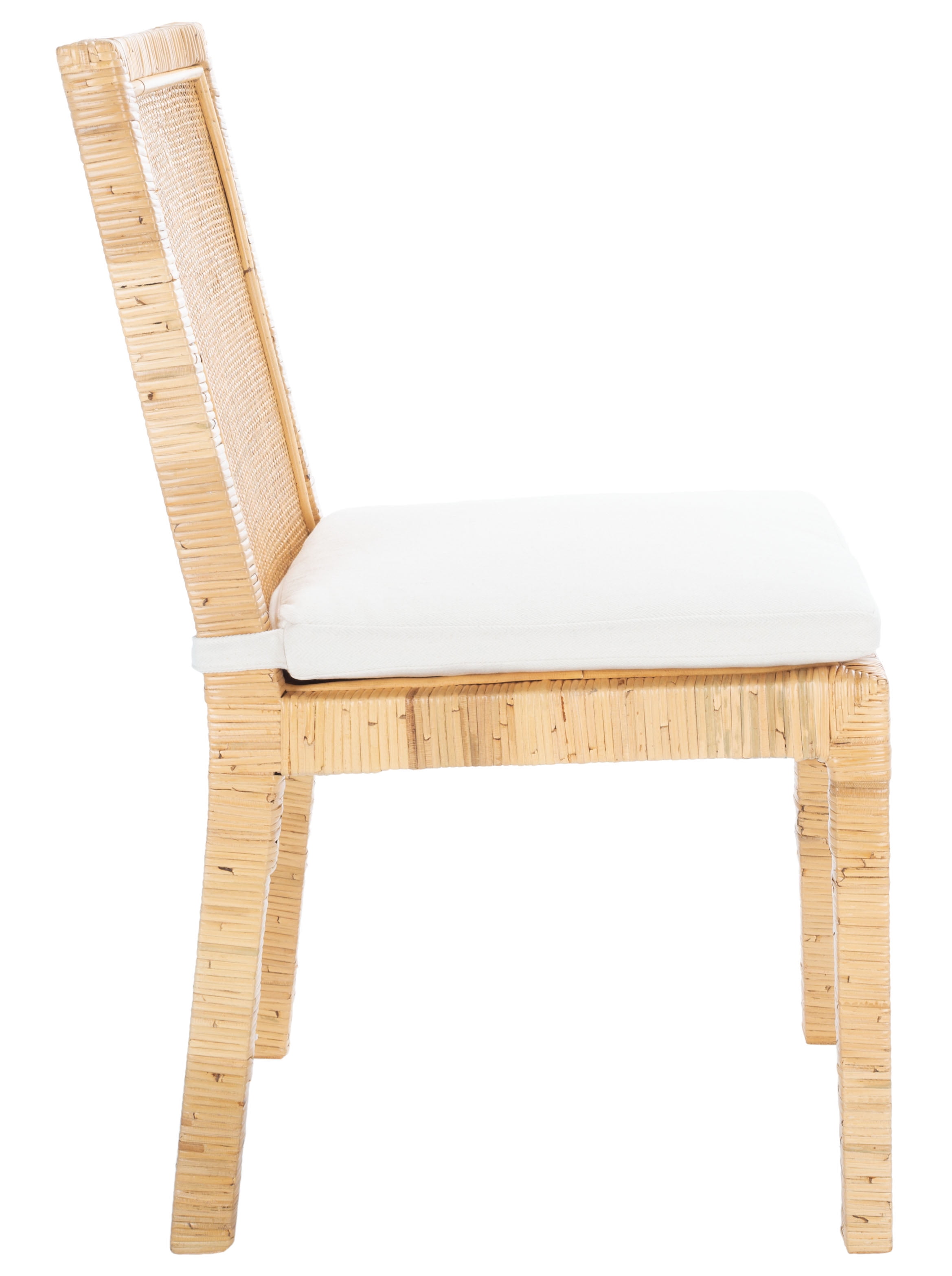 SAFAVIEH Tojo Cane Dining Chair with Cushion, Natural/White, Set of 2