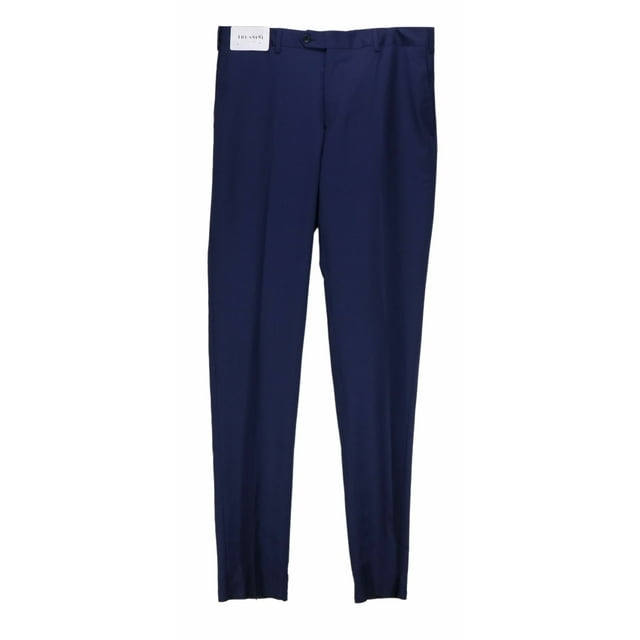 Trussini Men's Blue Super 110s Wool Dress Pants - 36