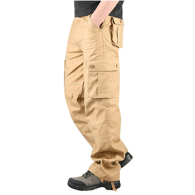 Fesfesfes Clearance Men's Plus Size Cargo Pants Solid Color Cargo