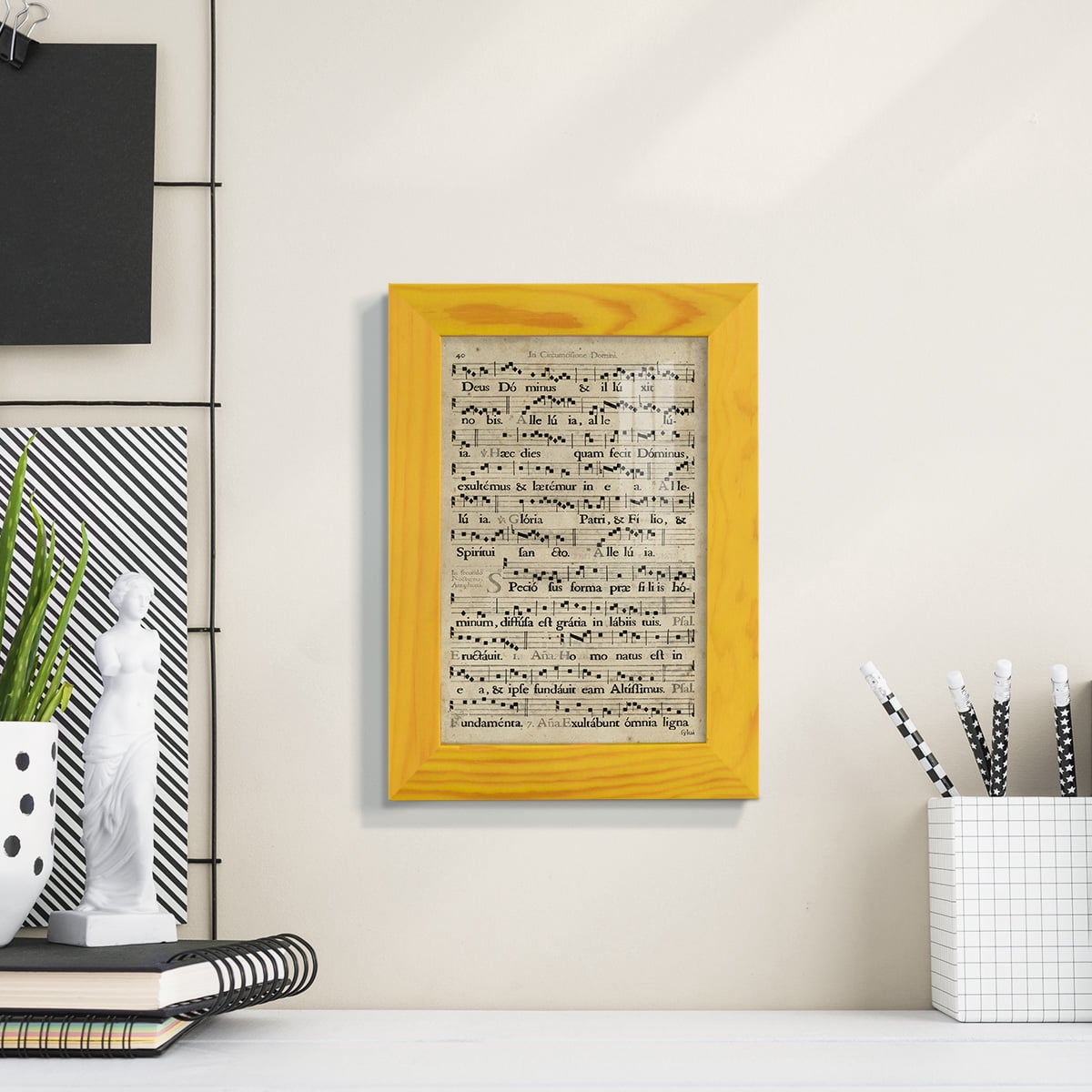 Vellum Songbook II -Framed Print w/glass-Sunflower Yellow