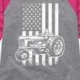 thumbnail image 3 of Instant Message - Tractor American Flag - Toddler & Youth Girls Raglan Graphic T-Shirt, 3 of 5