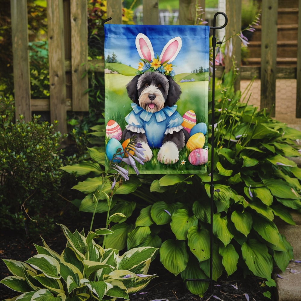 Portuguese Water Dog Easter Egg Hunt Garden Flag 11.25 in x 15.5 in