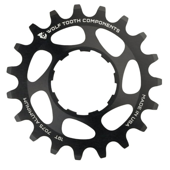 Wolf Tooth Single Speed Aluminum Cog - 19t, Compatible with 3/32" Chains, Black