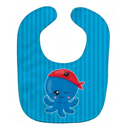 Caroline's Treasures Baby Bib, Pirate Octopus, Blue Stripe