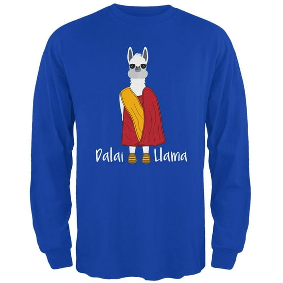 Funny Dalai Lama Llama Pun Mens Long Sleeve T Shirt Royal X-LG