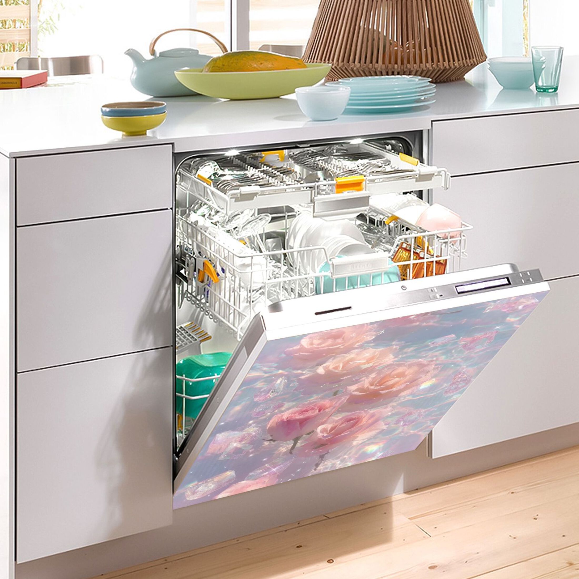 IAUYY Magnetic decorative sticker - 23x26 Inch PVC Refrigerator Decorative Cover, Removable DIY Art for Kitchen Appliances Crystal Drift
