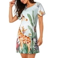 thumbnail image 2 of Haiem Animals-1 Print Women’s Short-sleeved Nightdress – Comfortable and Loose-Fit Sleepwear, Soft Cotton Sleep Shirt for Relaxing, Casual Nightdress, 2 of 6