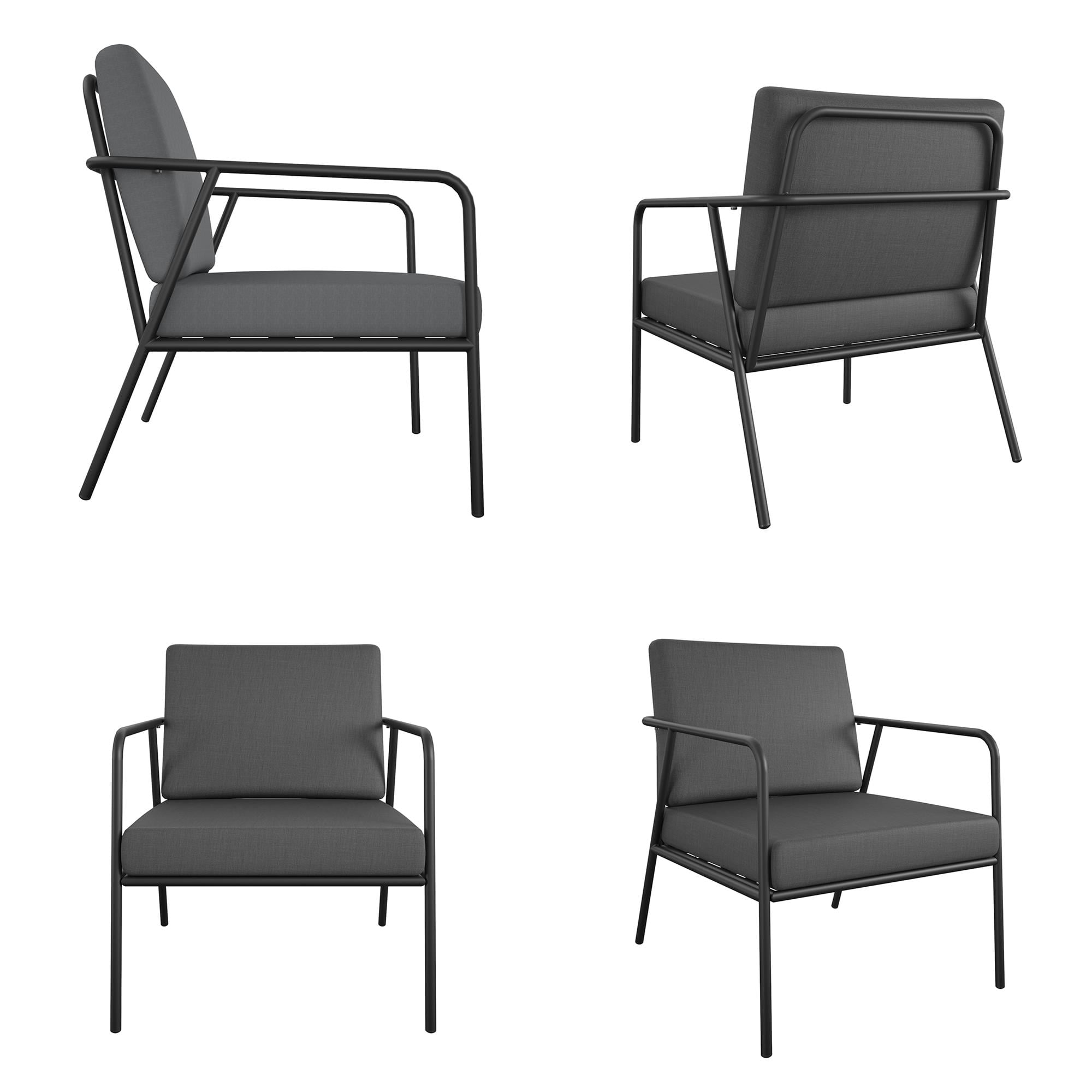COSCO Modern Cushioned Outdoor Lounge Armchairs, 2-Pack, Dark Gray