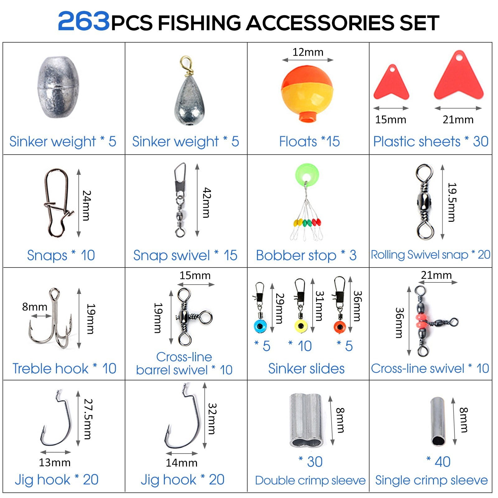 263-Piece Fishing Accessories Set with Tackle Box and Tools