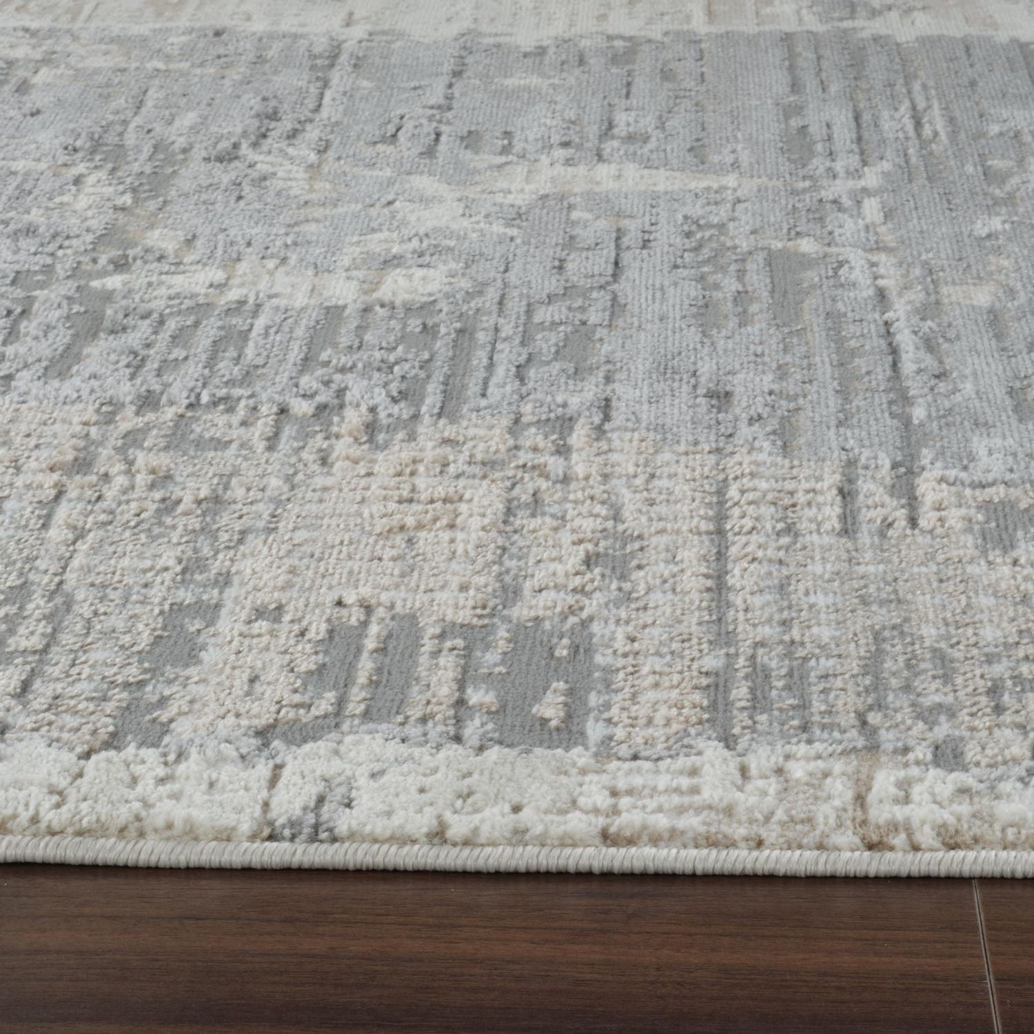Tapis d'interieur abstrait Rug Branch Nomad, gris creme, moderne - Salon, chambre, salle a manger et cuisine