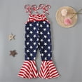 thumbnail image 2 of WAYUTE Girls Jumpsuit 4th of July Adjustable Straps Star Striped Pirnted Flared Leg Playsuit for Kids Festival Celebration Summer Outfits, 2 of 4