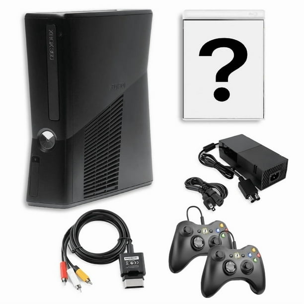 Microsoft Xbox 360 S 4GB Game Console Black with Bonus Game and 2 Retrofam Black Controllers (Refurbished)