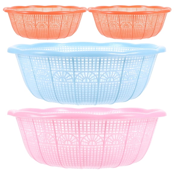 FUTUREORYY 4-Pack Plastic Rice Sieve Strainer Bowls for Washing Fruits and Vegetables Kitchen Tools
