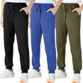 thumbnail image 1 of BIG ELEPHANT Pantalones Deportivos para Niños, Pantalones Deportivos de Algodón con Bolsillos y Cordón, Paquete de 3 (6-15 Años), 1 of 7