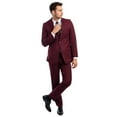 thumbnail image 3 of Burgundy Men's Hybrid-Fit 3pc Paisley Suit w/ Wide Black Shawl Collar, 3 of 4