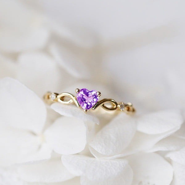 Anillos De Circón Principal Piedra Calada En Forma De Corazón Para Mujer
