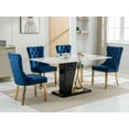 thumbnail image 6 of Sumdeal Velvet Dining Chairs Set of 6, Tall Back Side Chair, Modern Upholstered High-end Tufted Side Chair with Button Back Ring,Blue with Golden Leg, 6 of 6