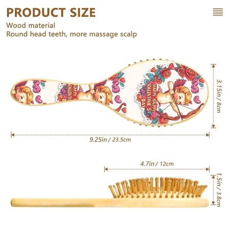 YAZAOO Soft Hair Brush Hair Comb Detangler Cupid with Bow and Roses Smoothing Hair Care Beauty Gift