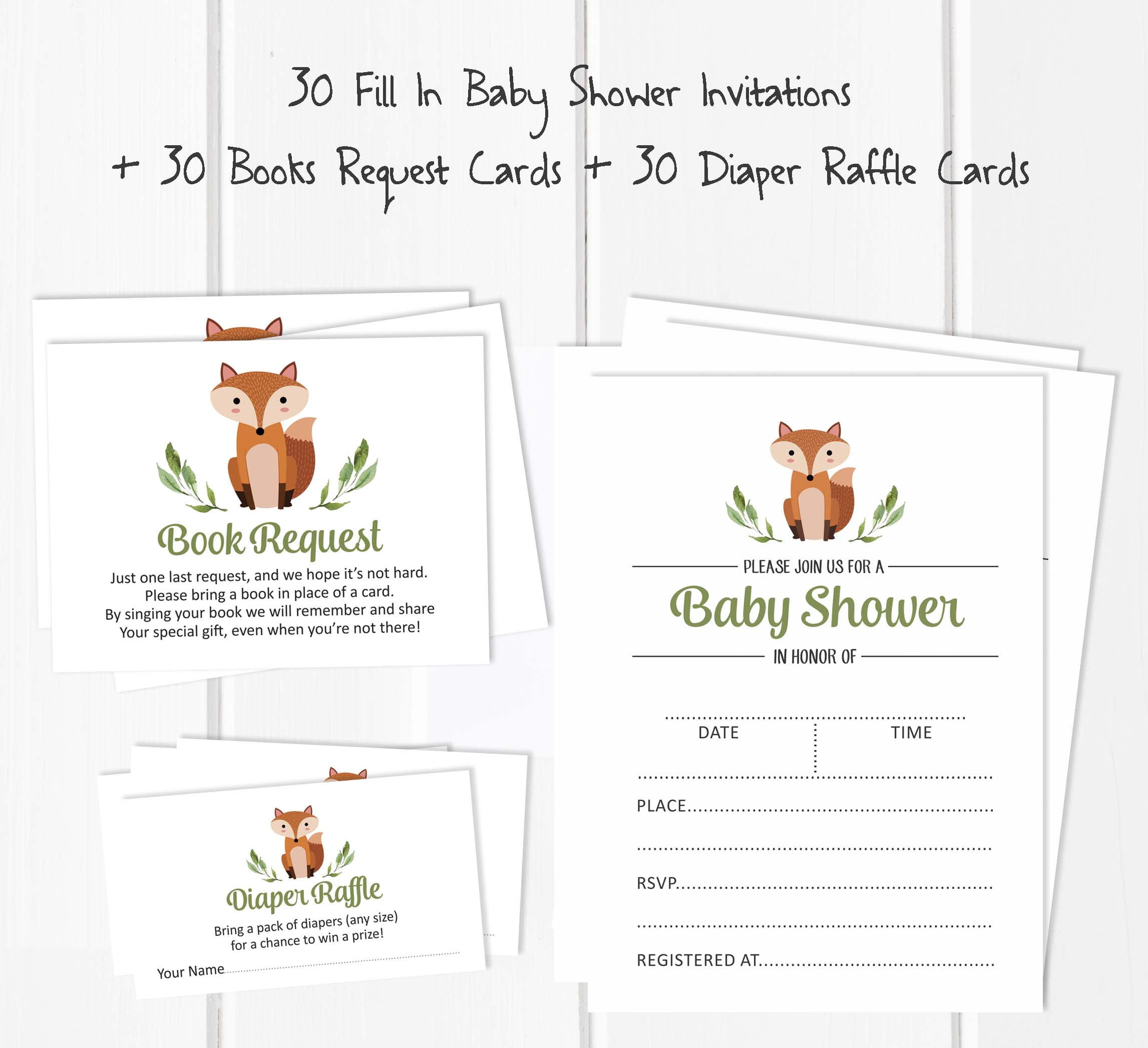 Inkdotpot Set Of 30Jungle Animals Baby Shower Invitations-Diaper Raffle Tickets And Baby Shower Book Request Cards Gender Neutral Invites Its A Boy Its A Girl