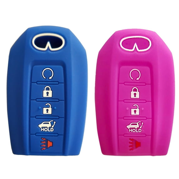 Silicone 5B Cover Entry Fob Case Skin Entry Holder QX 50 QX50 QX60 Infiniti Key (purple and blue)