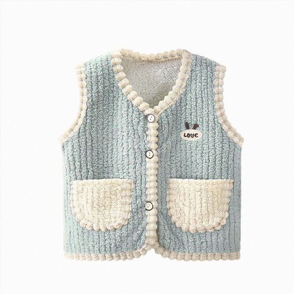 Splozh Kids Baby Warm Fleece Vests Warm Fashion Cute Soft Fall Winter Clothes Lightweight Jacket Outerwear Coat,Green,4-5 Years