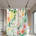 thumbnail image 3 of Dznils Boho Floral Fabric Shower Curtain, Modern Bathroom Curtain with 12 Hooks, 72" x 72", White, 3 of 13