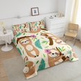 thumbnail image 6 of Erosebridal Cute Sloth Comforter Set Kawaii Animal Bedding Set Tropical Palm Leaf Comforter Microfiber Twin, 6 of 6