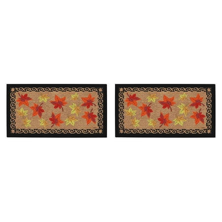 

ThisWear Fall Decor Autumn Leaf Decor Simulated Coir Doormat Fall Holiday Welcome Mat 2 Pack Doormats Multi