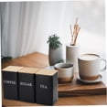 thumbnail image 4 of HUGFEGWE Sugar Container, Coffee Tea Sugar Container Set of 3 Iron Tea Coffee Sugar Canister Set with Bamboo Lid and Name Marker Simple Square Kitchen Canister Set for Coffee Tea Sugar CA919-161952, 4 of 7
